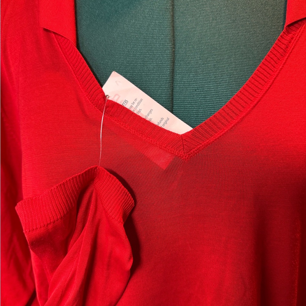 NWT - Marina Rinaldi Voyage Red V-Neck Sweater - Size XL/size 20 - Picture 16 of 16